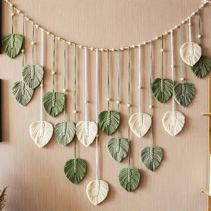 Boho Macrame Leaf Tapestry Wall Art