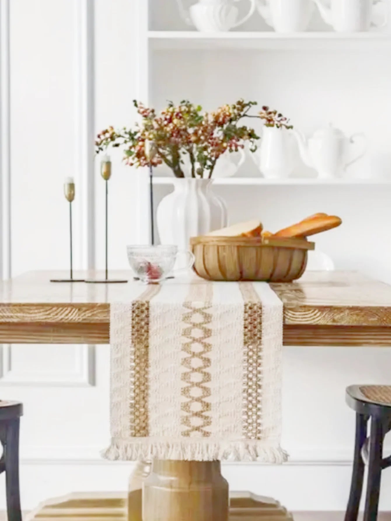 Boho Macramé Table Runner - Cream & Brown