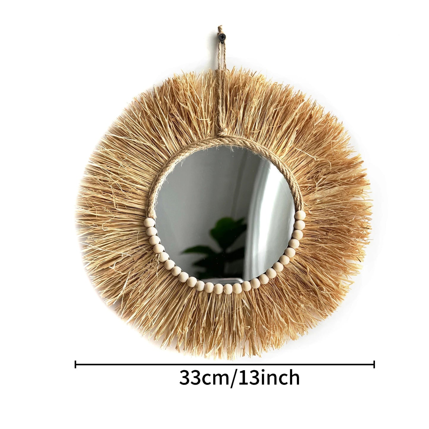 Boho Raffia Mirror Wall Decor