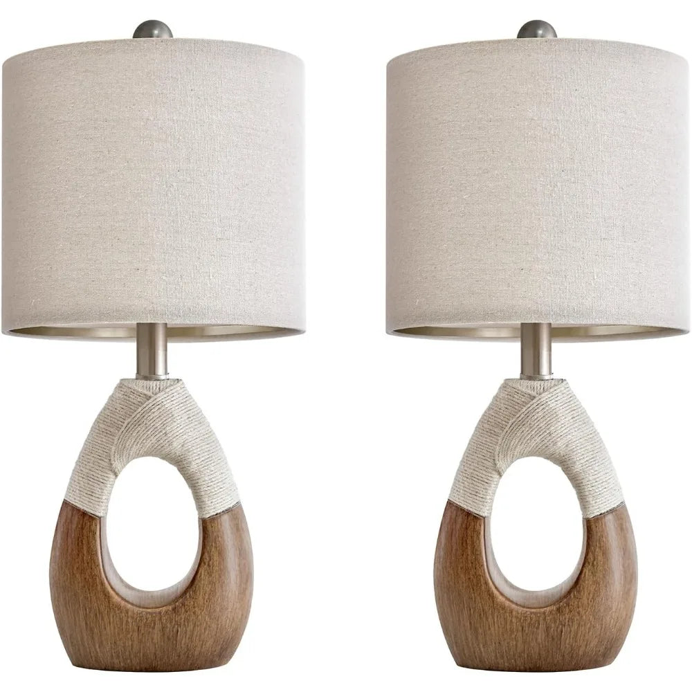 Boho Rattan Table Lamps Set