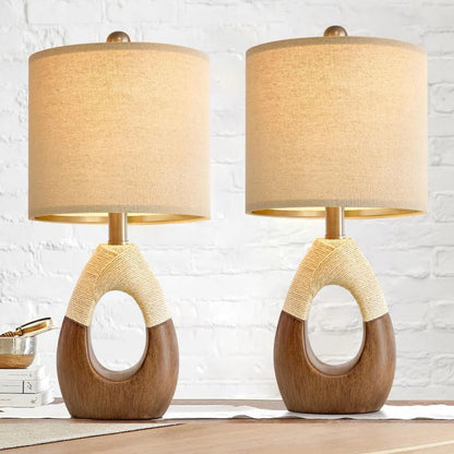 Boho Rattan Table Lamps Set