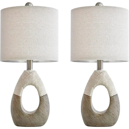 Boho Rattan Table Lamps Set