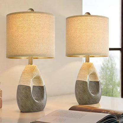 Boho Rattan Table Lamps Set