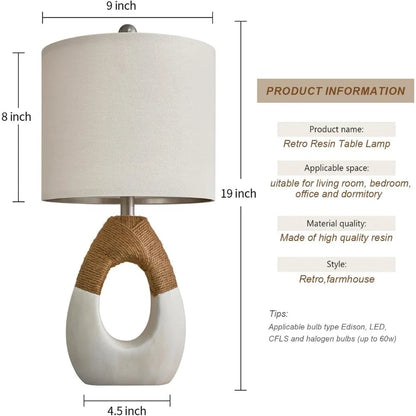 Boho Rattan Table Lamps Set