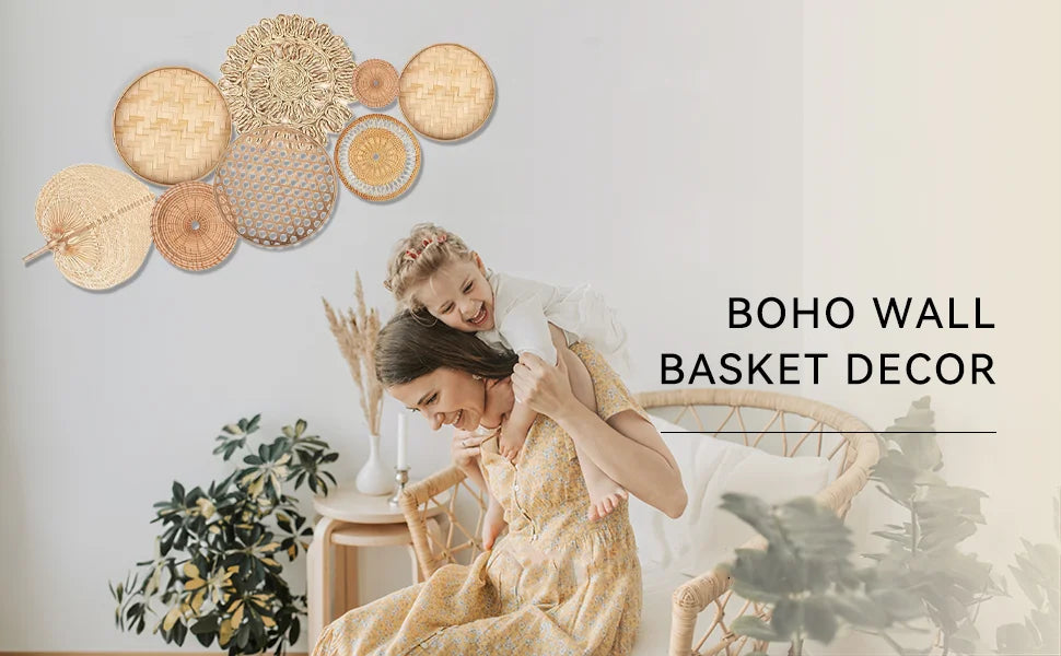 Boho Rattan Wall Basket Set