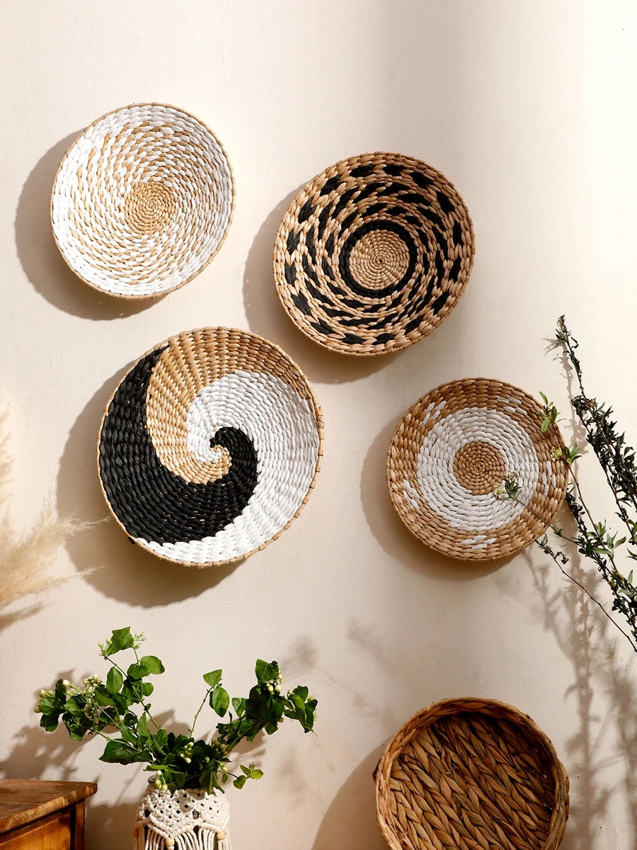 Boho Seagrass Wall Basket Decor