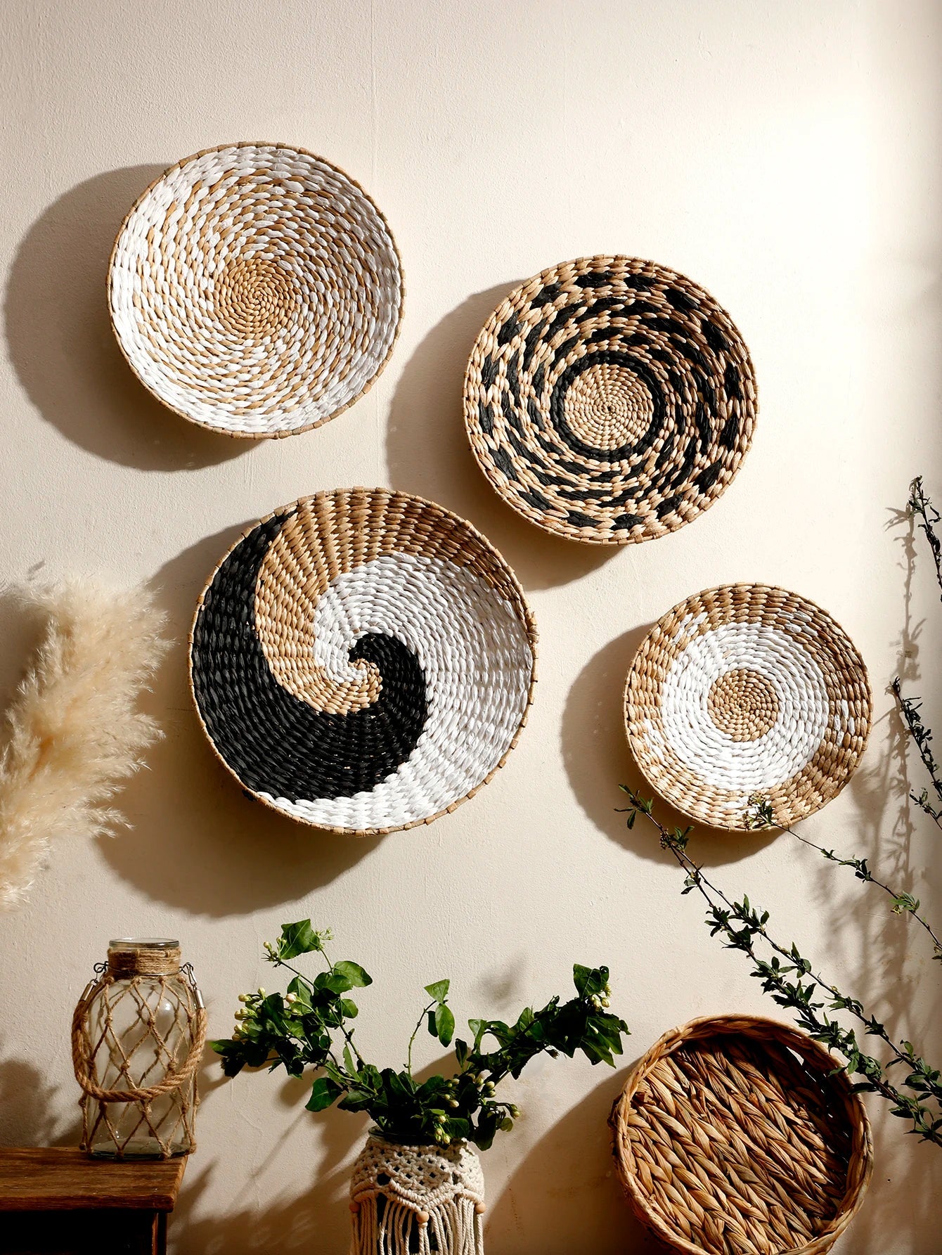 Boho Seagrass Wall Basket Decor