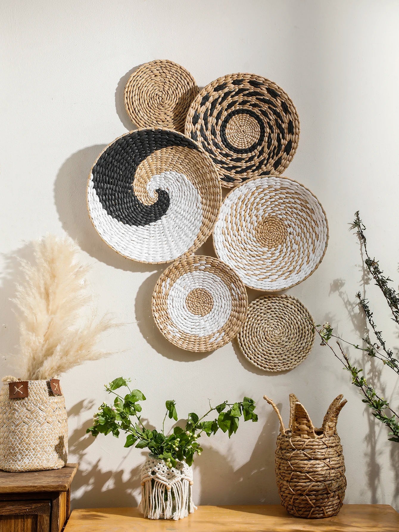 Boho Seagrass Wall Basket Decor