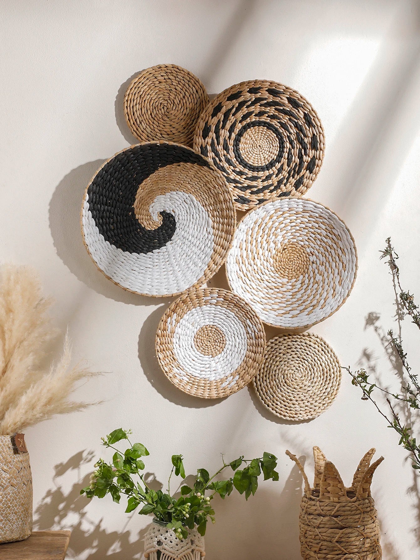 Boho Seagrass Wall Basket Decor