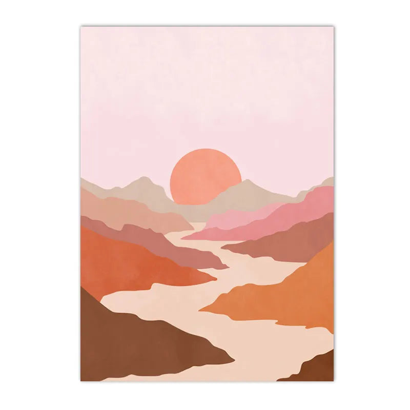 Boho Terracotta Sun & Moon Canvas