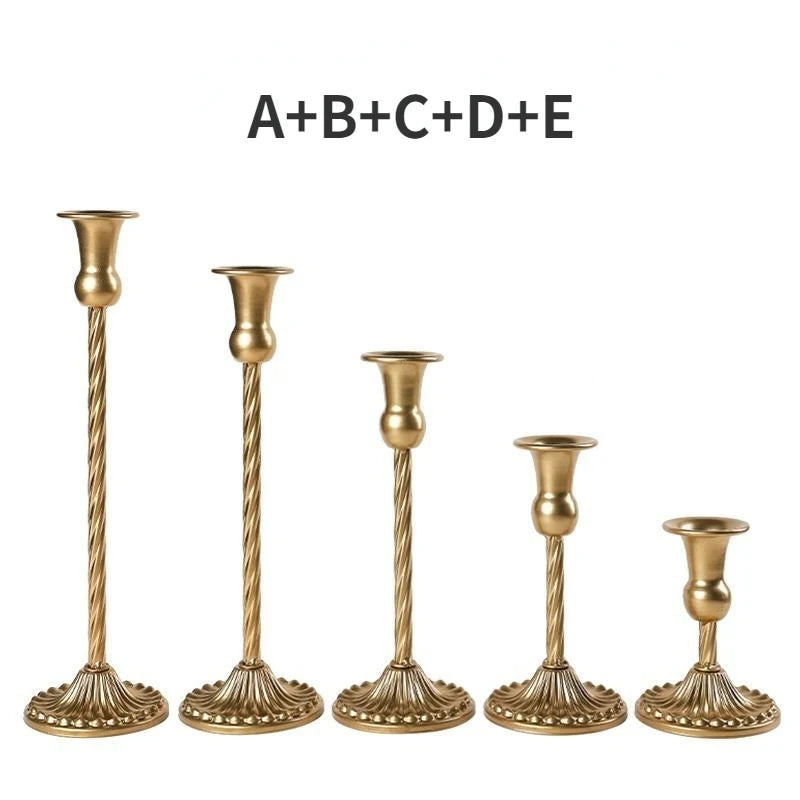 Brass Gold 3pc Candlestick Holder Set