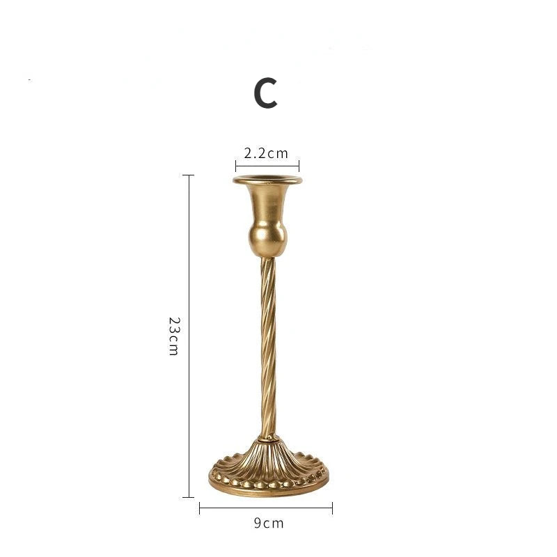 Brass Gold 3pc Candlestick Holder Set