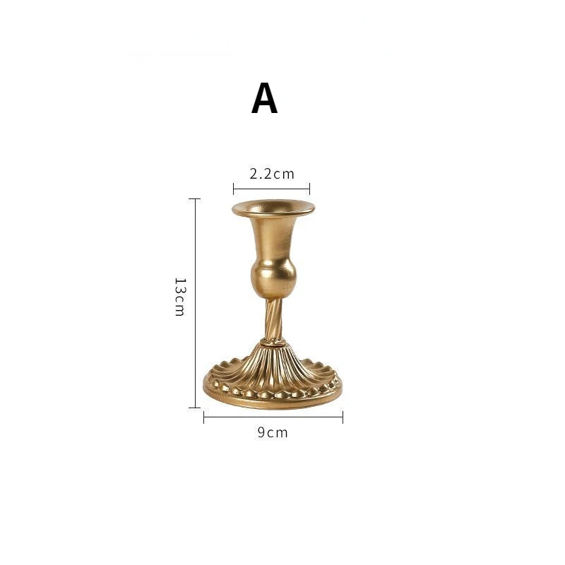 Brass Gold 3pc Candlestick Holder Set