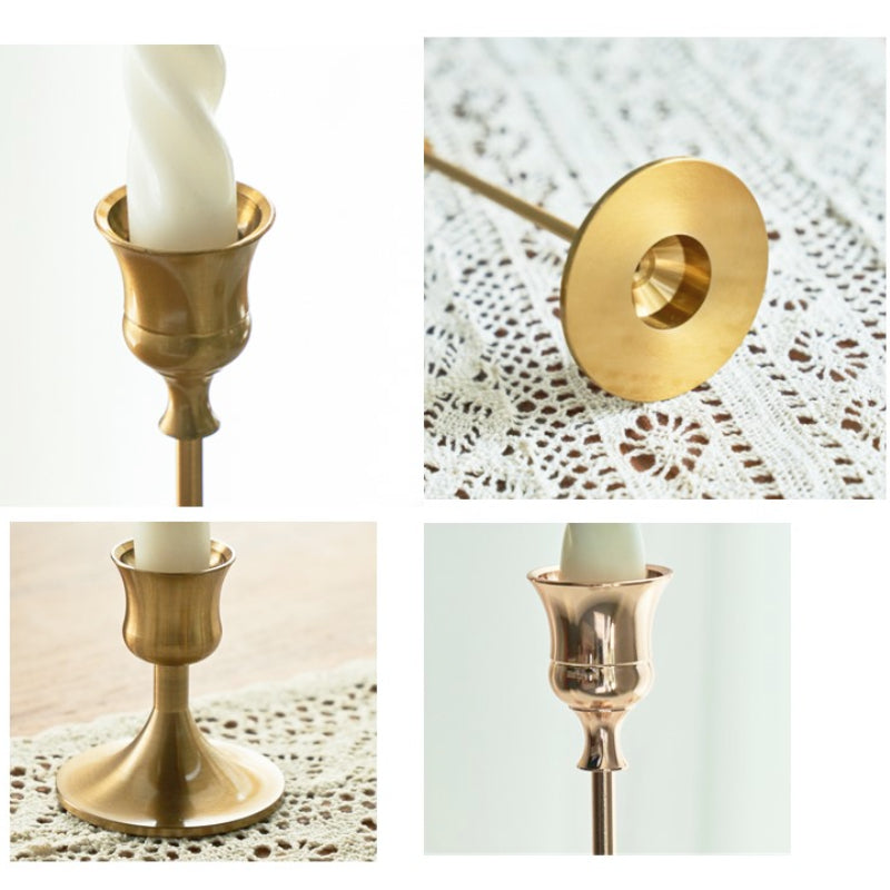 Brass Gold 3pc Candlestick Holder Set