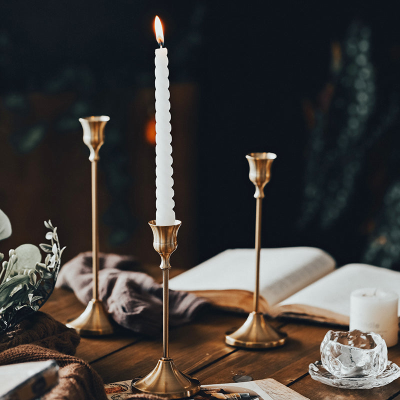 Brass Gold 3pc Candlestick Holder Set