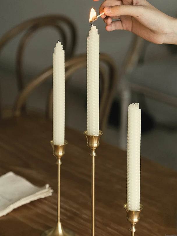 Brass Gold 3pc Candlestick Holder Set