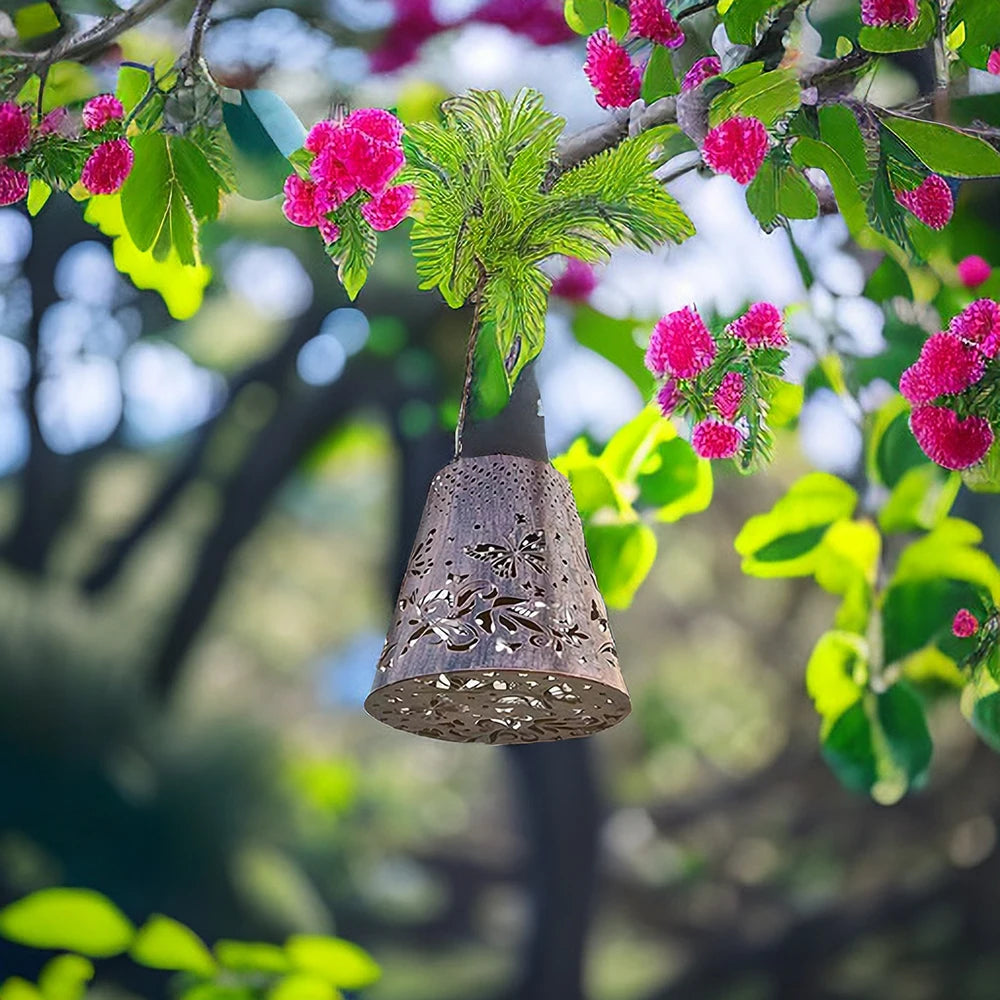 Bronze Solar LED Butterfly Lantern