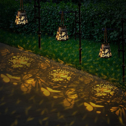 Bronze Solar LED Butterfly Lantern