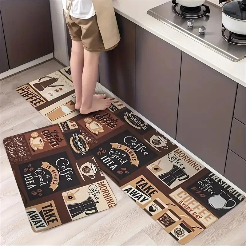 Brown Coffee Non-Slip Kitchen Rug