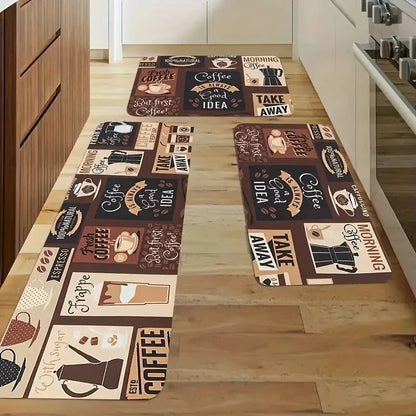 Brown Coffee Non-Slip Kitchen Rug