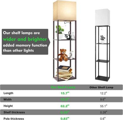 Brown Floor Lamp with Shelves