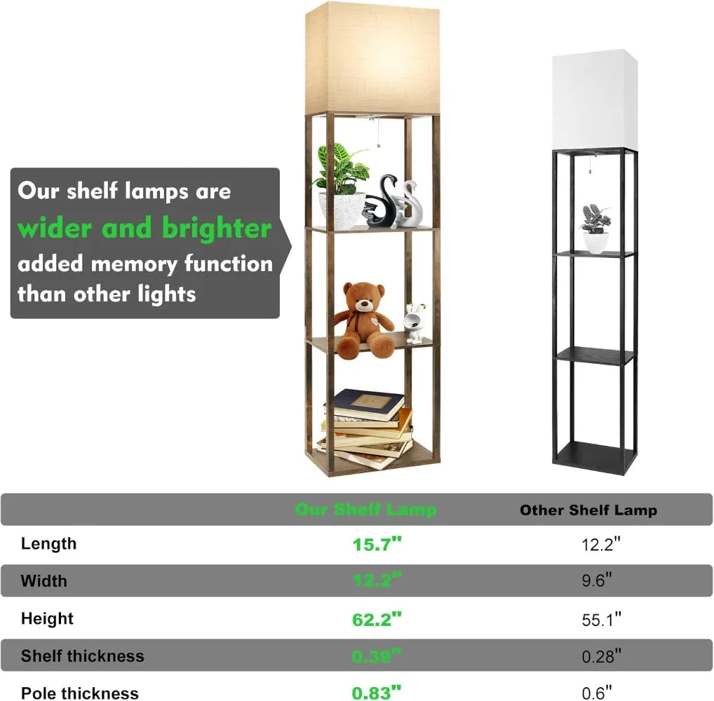 Brown Floor Lamp with Shelves