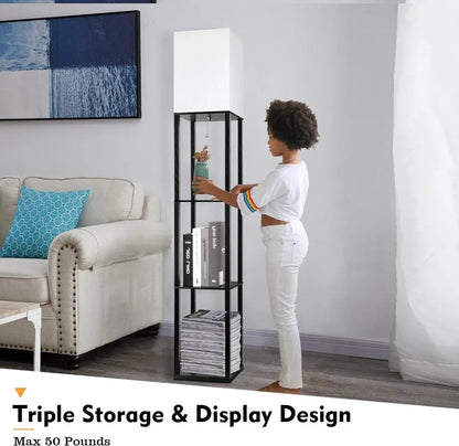 Brown Floor Lamp with Shelves