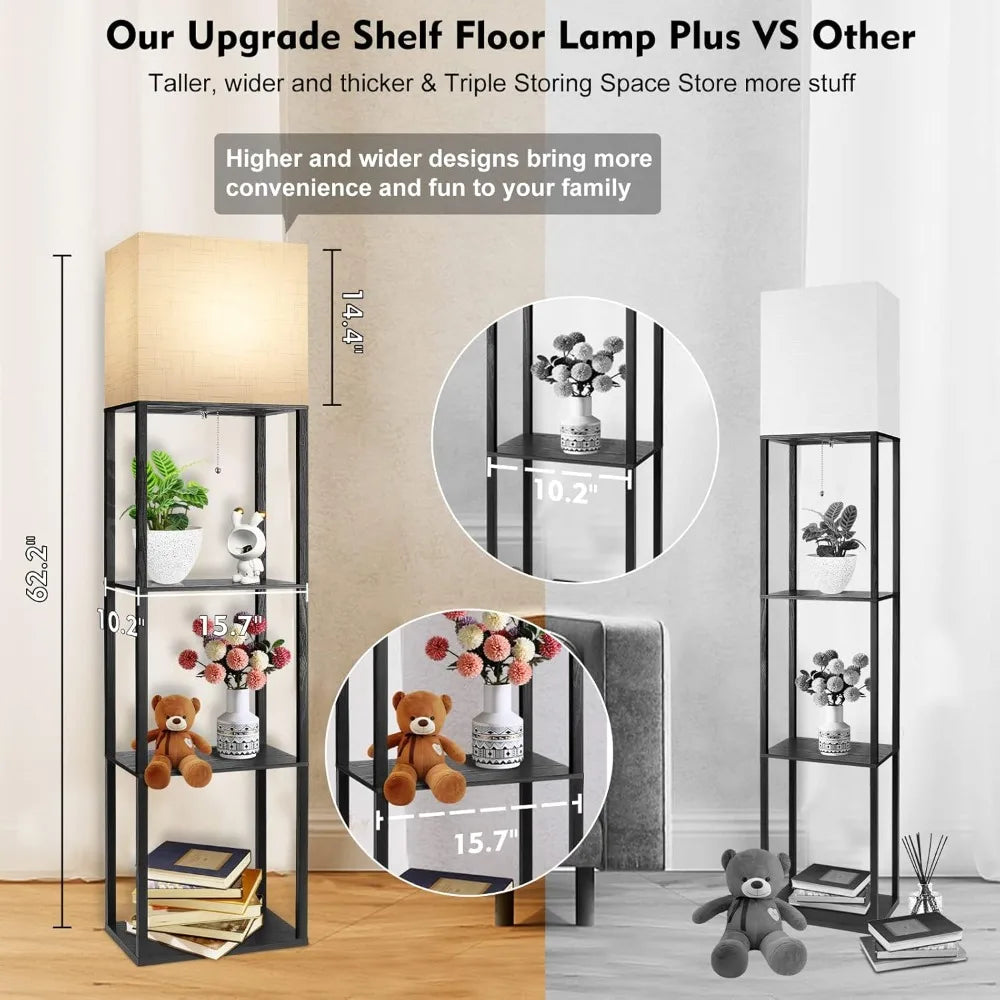 Brown Floor Lamp with Shelves