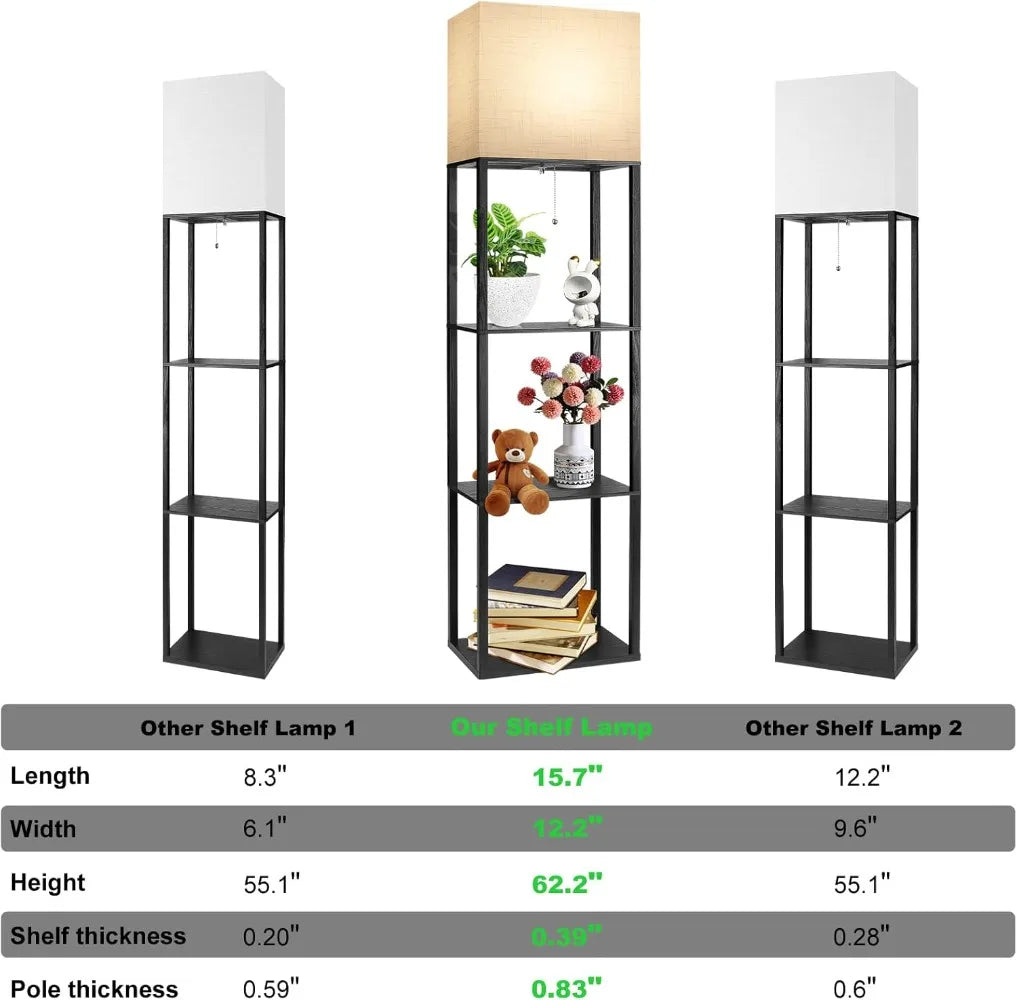 Brown Floor Lamp with Shelves