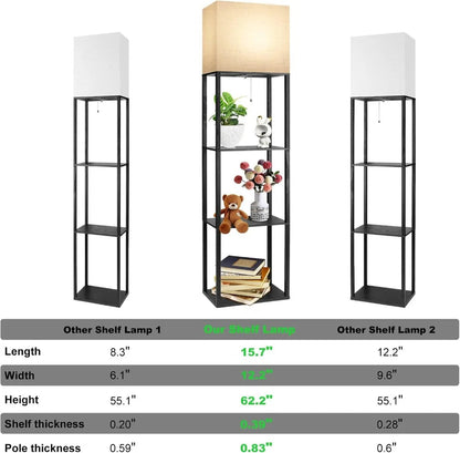 Brown Floor Lamp with Shelves