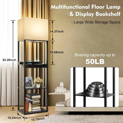 Brown Floor Lamp with Shelves