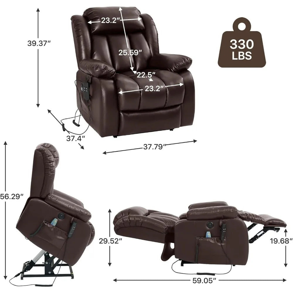 Brown Leather Power Lift Recliner