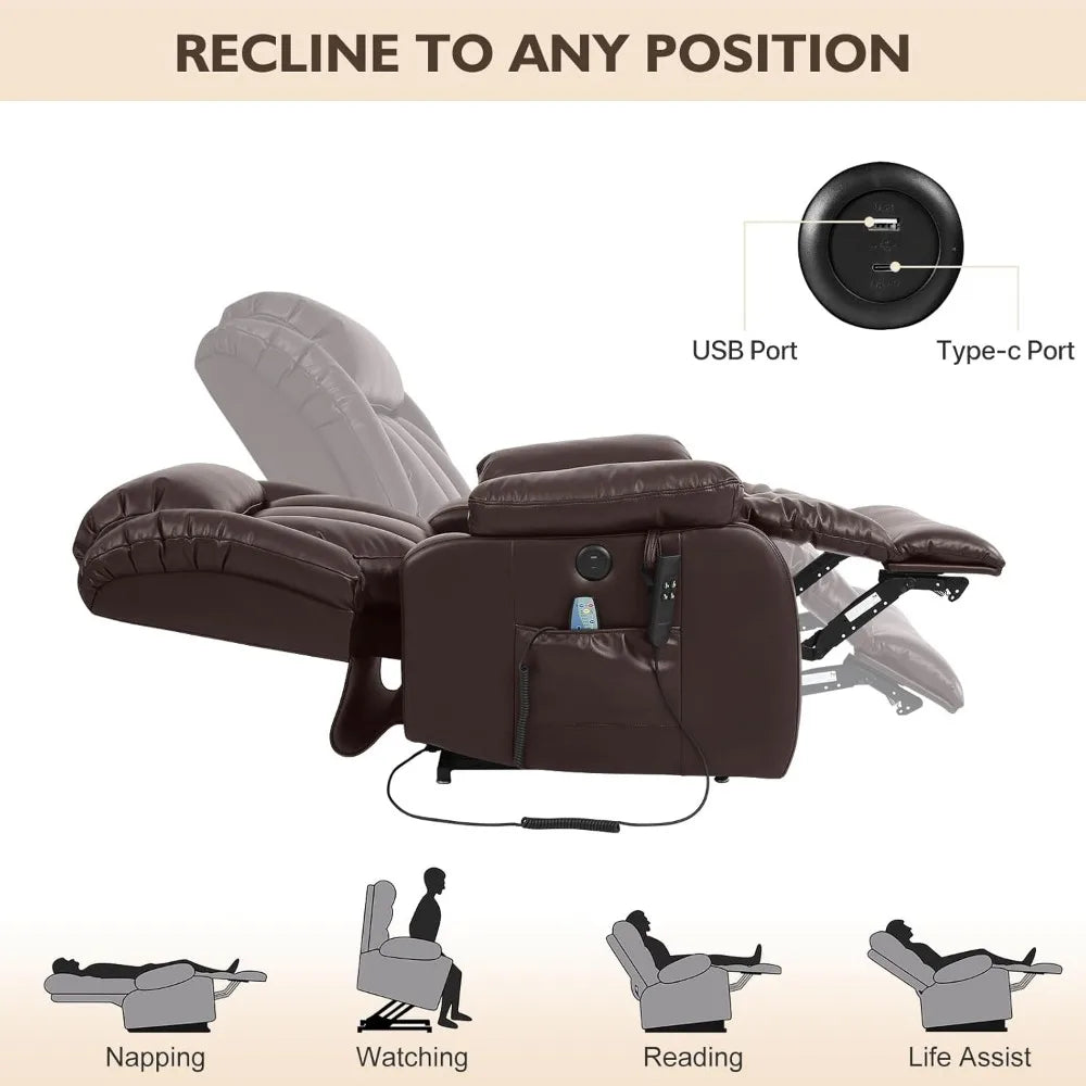 Brown Leather Power Lift Recliner