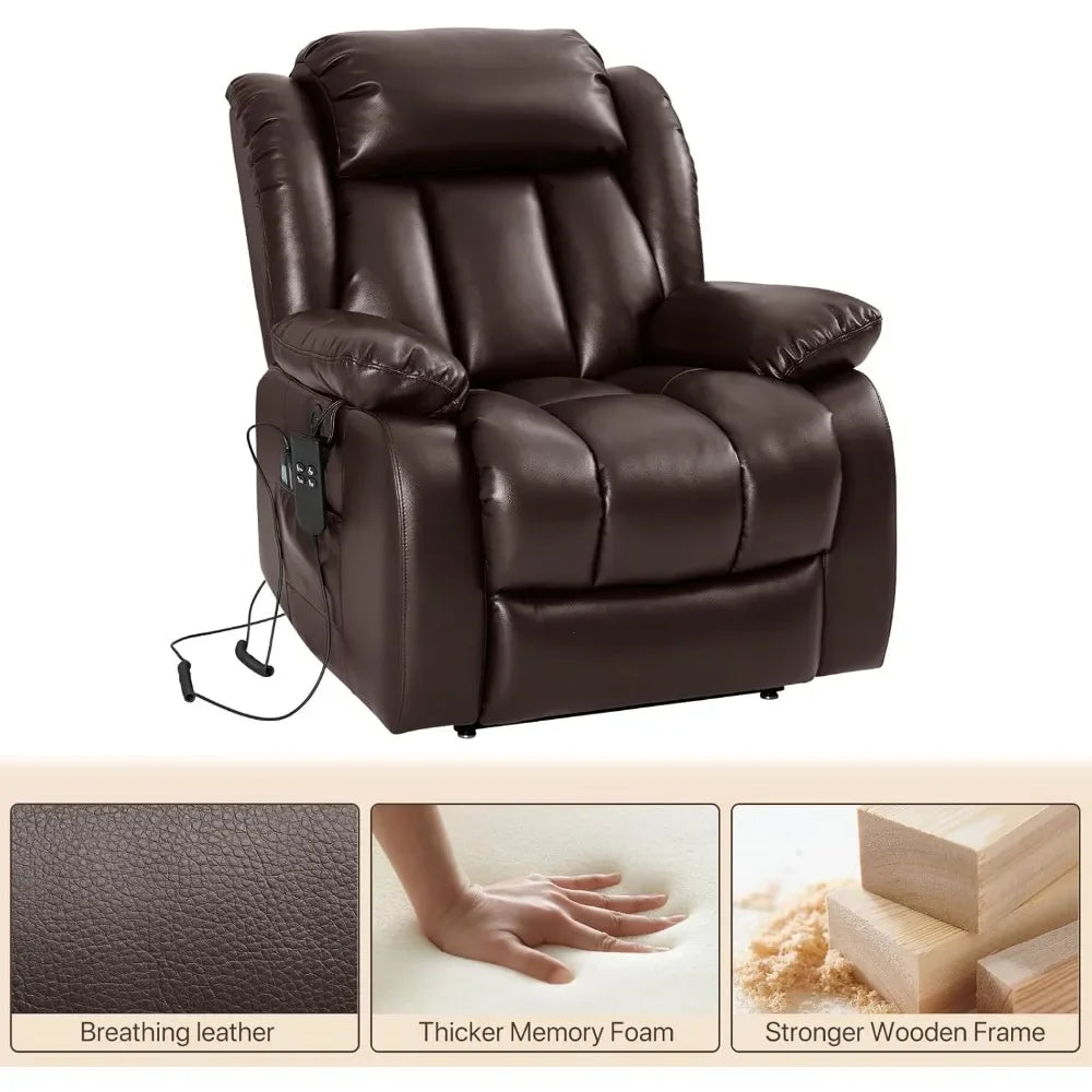 Brown Leather Power Lift Recliner