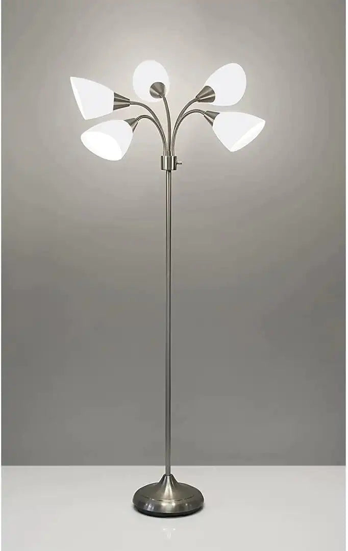 Brushed Steel Five Light Floor Lamp