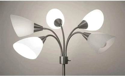 Brushed Steel Five Light Floor Lamp