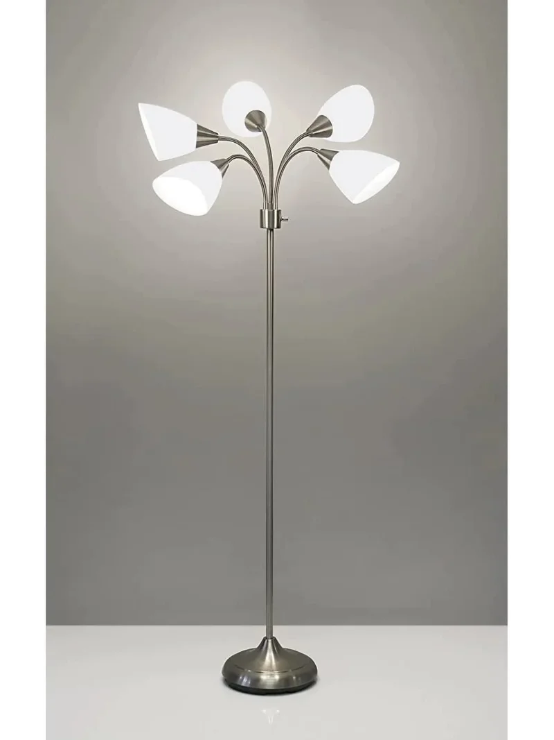 Brushed Steel Five Light Floor Lamp