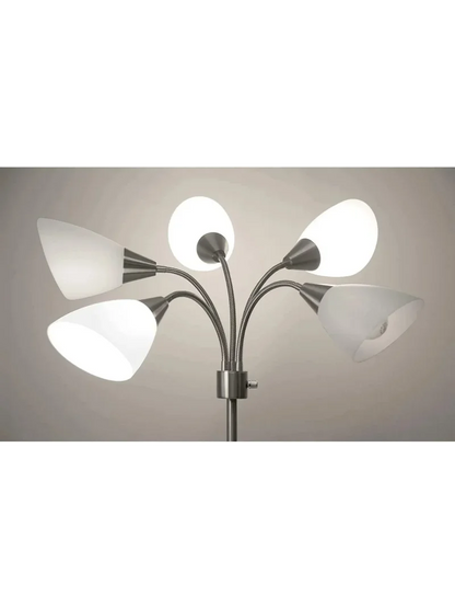 Brushed Steel Five Light Floor Lamp