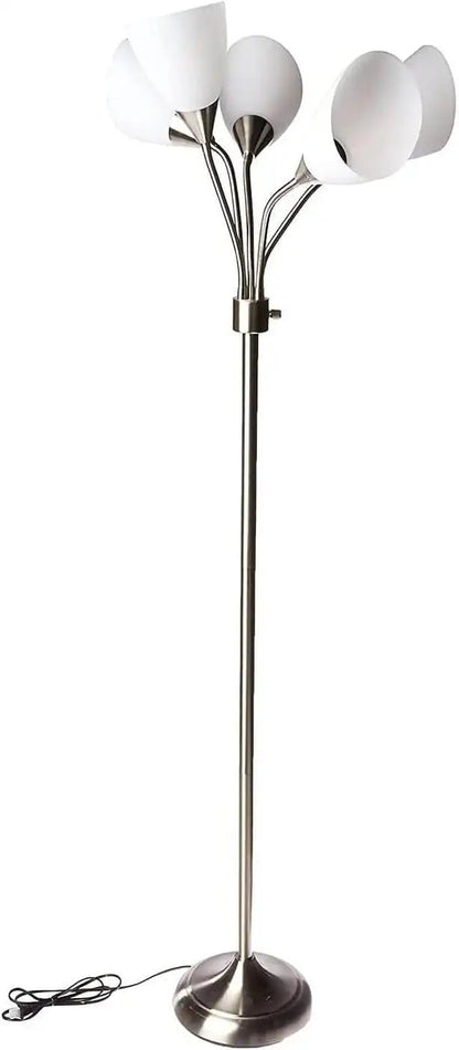 Brushed Steel Five Light Floor Lamp