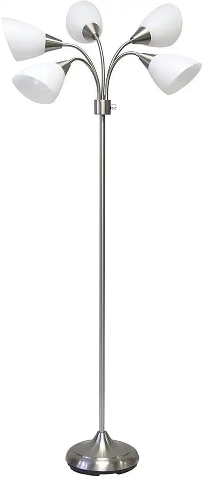 Brushed Steel Five Light Floor Lamp