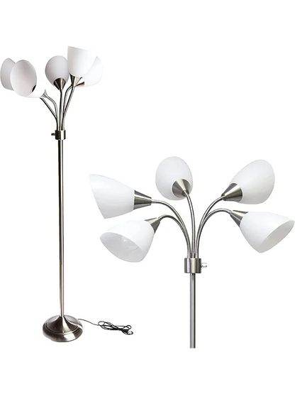 Brushed Steel Five Light Floor Lamp