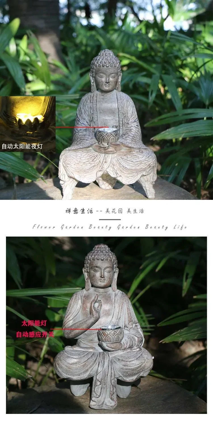 Buddha Solar Light Resin Statue