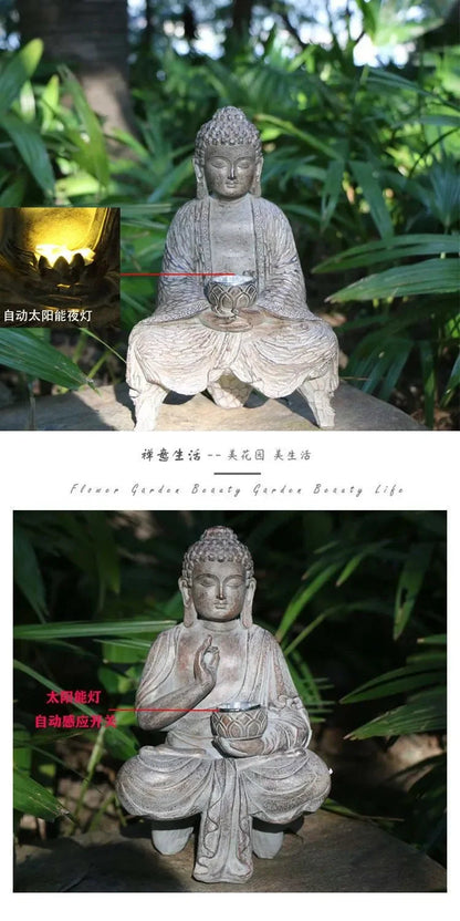 Buddha Solar Light Resin Statue