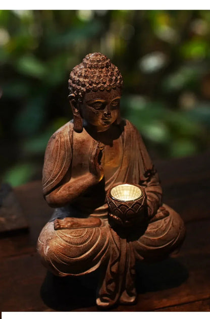 Buddha Solar Light Resin Statue