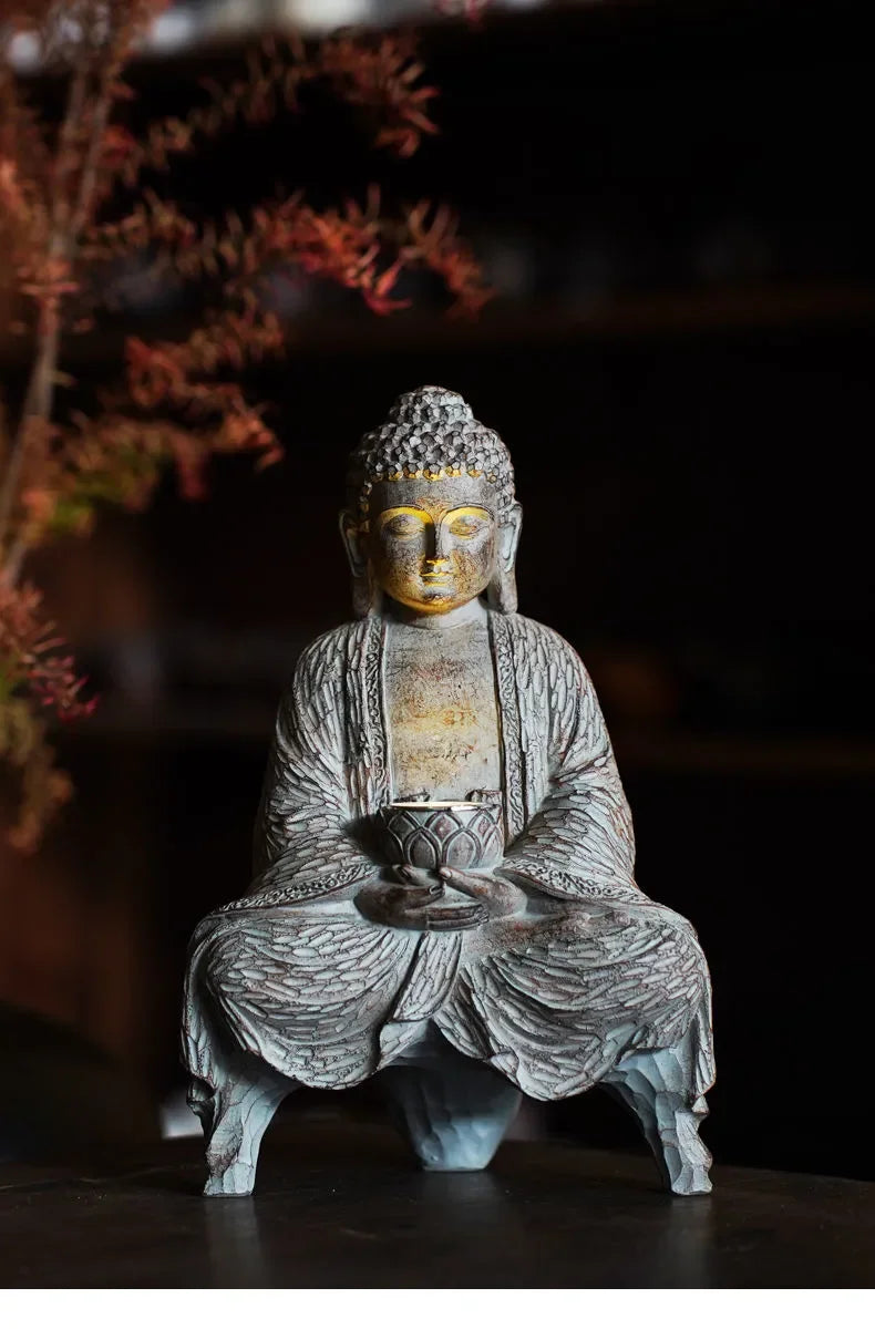 Buddha Solar Light Resin Statue