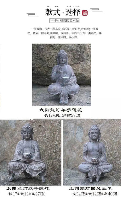 Buddha Solar Light Resin Statue