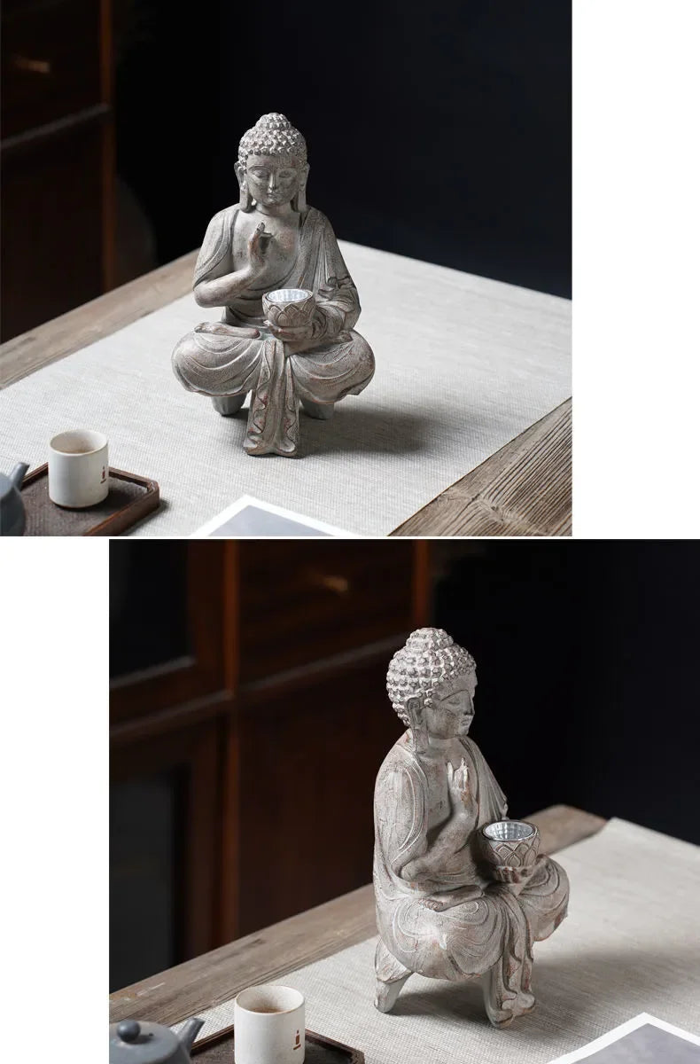 Buddha Solar Light Resin Statue