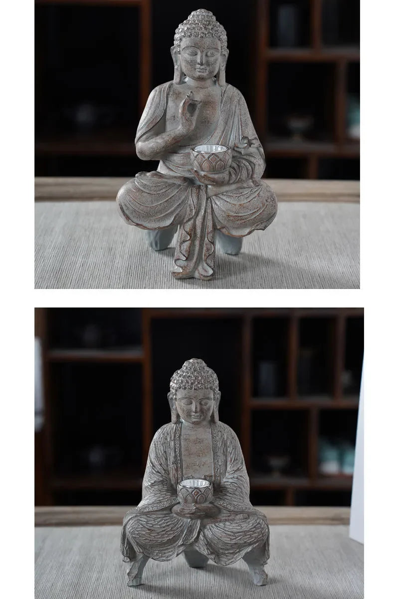 Buddha Solar Light Resin Statue