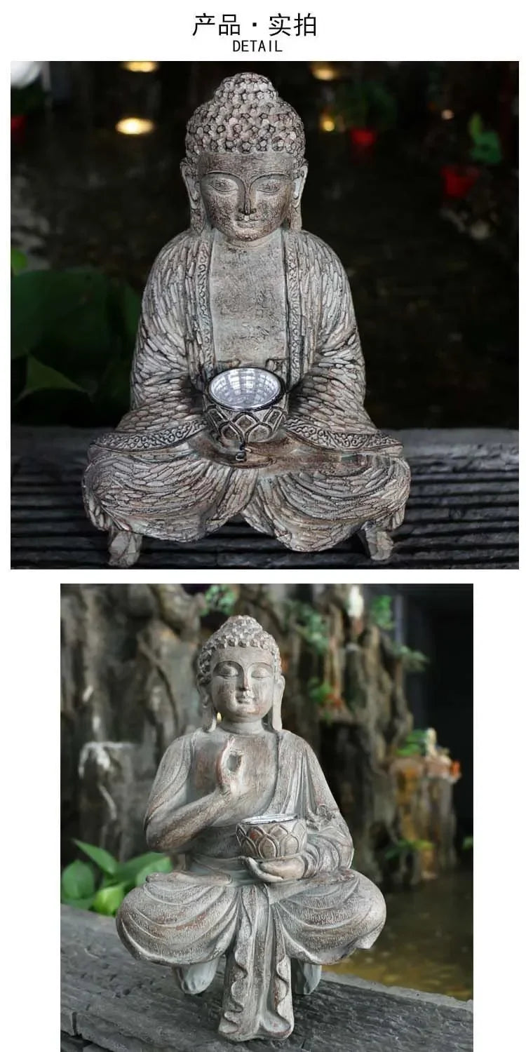 Buddha Solar Light Resin Statue