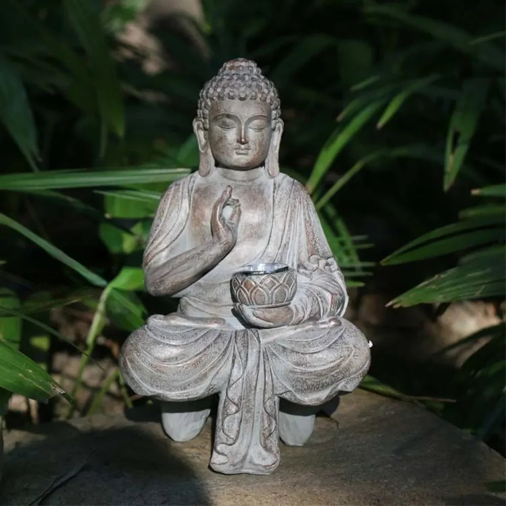 Buddha Solar Light Resin Statue